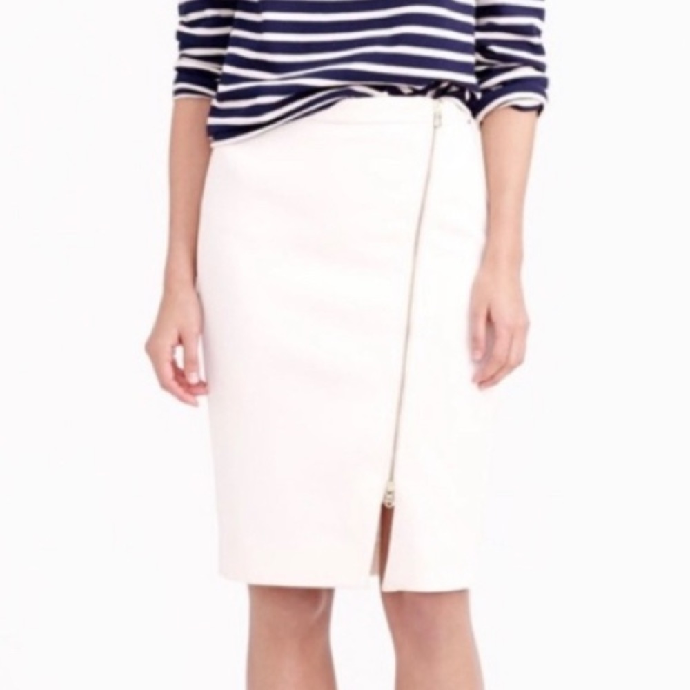 J.Crew ivory asymmetric front-zip pencil skirt